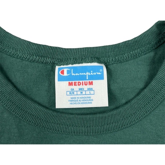 Champion Green Crew‎ Neck Short Sleeve T-shirt Sz M C Logo - Picture 5 of 6
